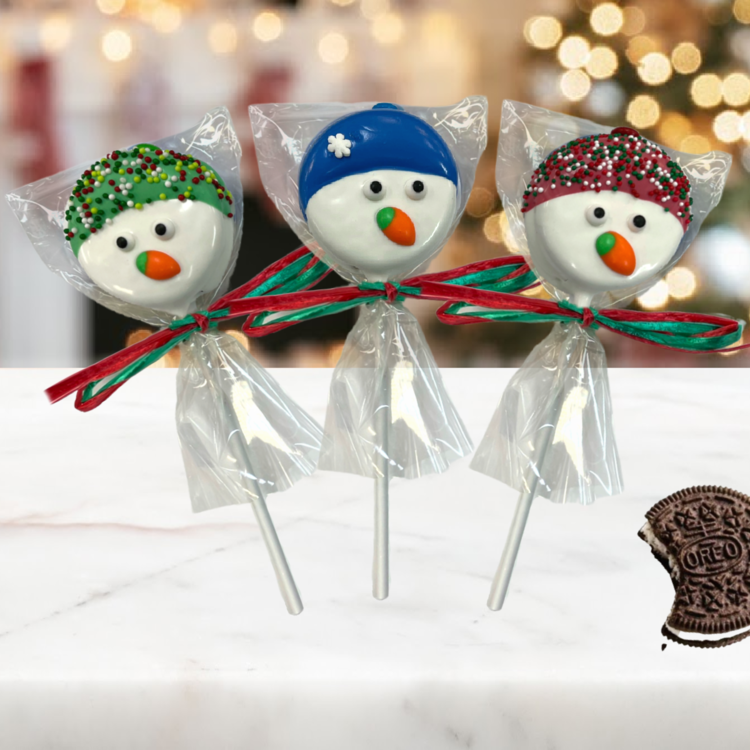 Dipped Cookie Snowman Pop