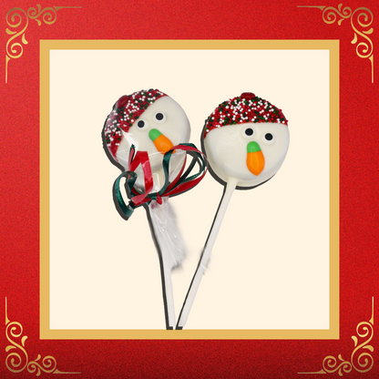 Dipped Cookie Snowman Pop